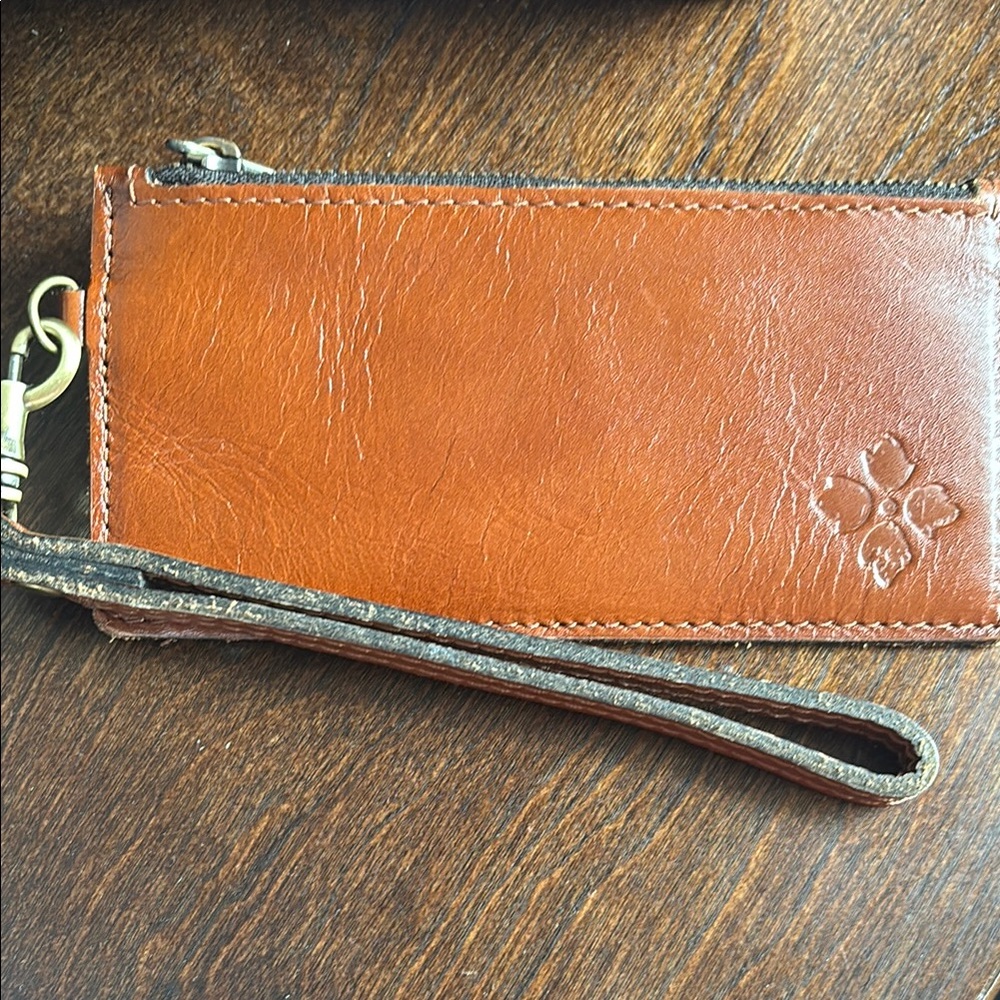 Patricia Nash Brown Leather Key & Card Holder with Wrist Strap
